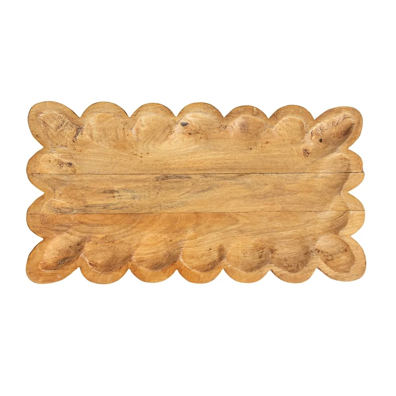 Hello Honey 17.5" Natural Scalloped Mango Wood Tray