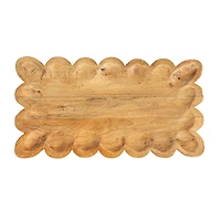 Hello Honey 17.5" Natural Scalloped Mango Wood Tray