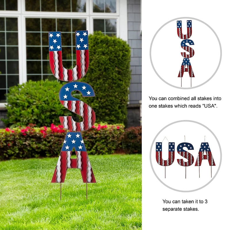 Glitzhome® 46" Metal U.S.A. Yard Stake