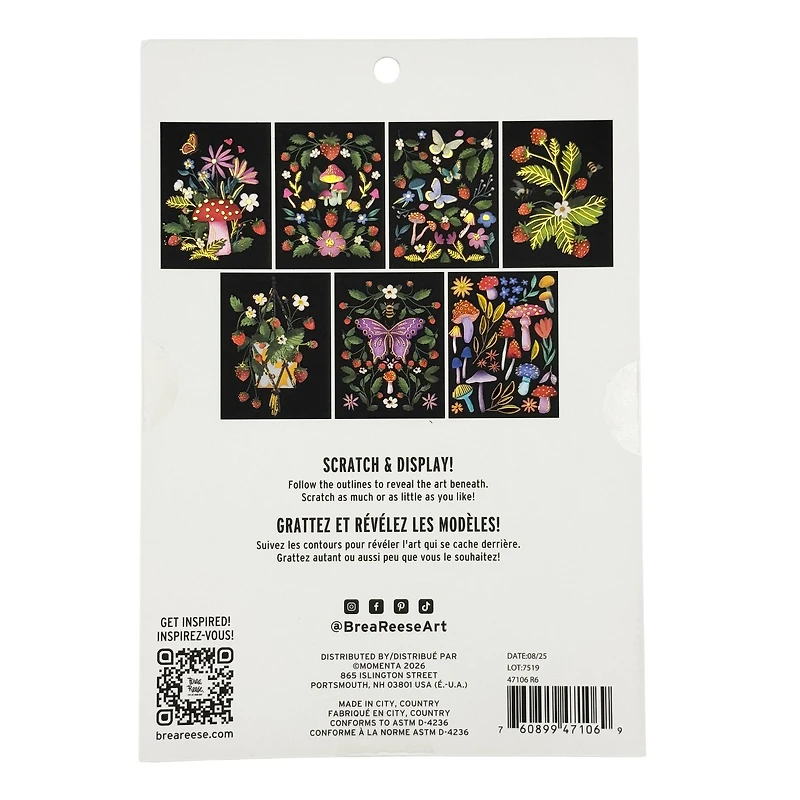 Brea Reese™ 6" x 8" Mushrooms & Strawberries Scratch Art Paper Pad