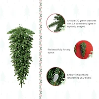 Glitzhome® 36" Pre-Lit Greenery Christmas Teardrop with LED Lights & Timer