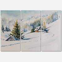Designart - Little House In The Winter Mountains