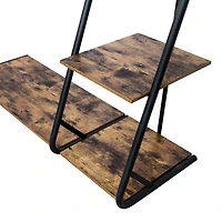 Honey Can Do 68" Freestanding Open Closet Wardrobe with Wood Shelf & Black Metal Frame