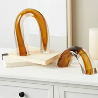 Orange Abstract Arch Glass Sculpture Set