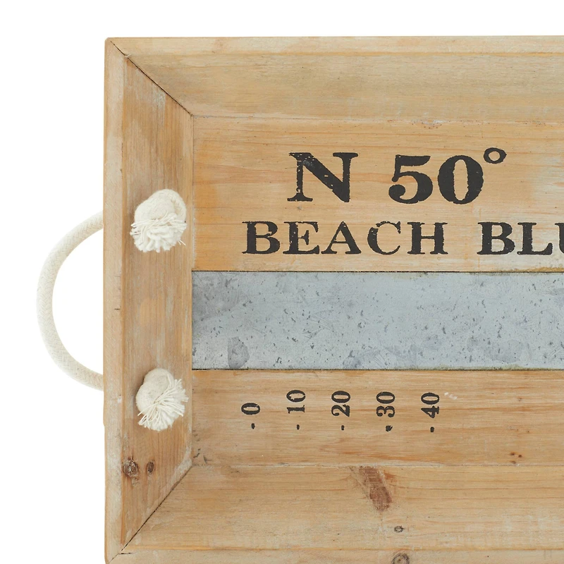 White Wood Coastal Tray Set