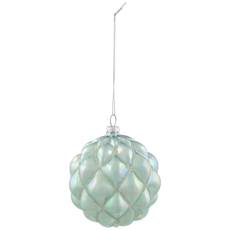 Iridescent Glass Christmas Ball Ornament - Blue - 4.5"