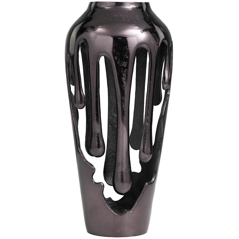 15" Black Aluminum Drip Vase with Melting Designed Body