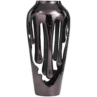 15" Black Aluminum Drip Vase with Melting Designed Body