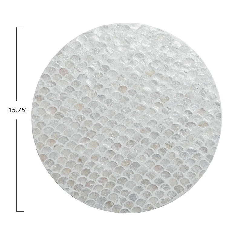 Hello Honey® 15.75" Wood & White Capiz-Embellished Round Lazy Susan