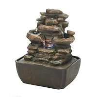 10.5" Tiered Rock Formation LED Tabletop Fountain