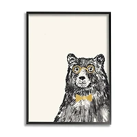 Stupell Industries Black Bear Golden Glasses Bow Tie Kids' Animal Framed Wall Art