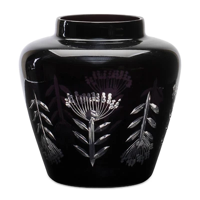 6.5" Etched Soda Lime Glass Urn Vase