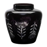 6.5" Etched Soda Lime Glass Urn Vase