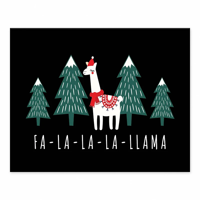 Caroling Llama 10x8 Tabletop Canvas