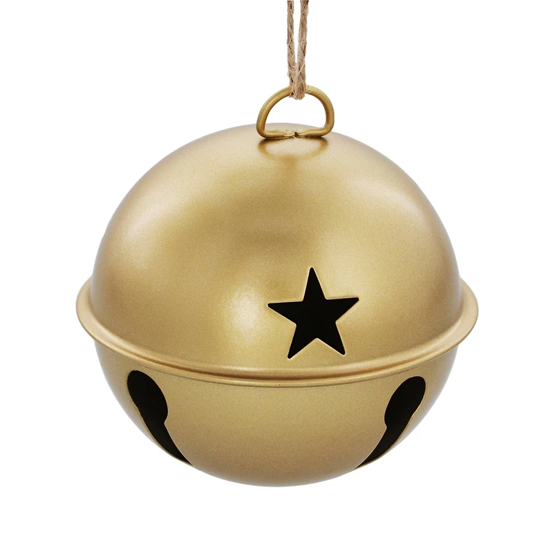 6 Pack 85mm Jingle Bell Burnished Gold Ball Ornaments