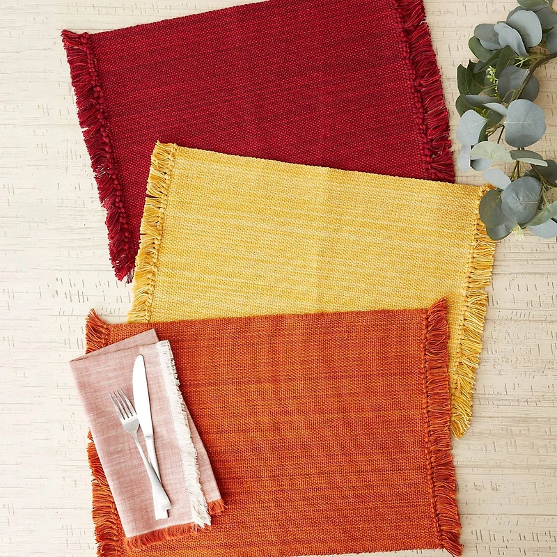 DII® Variegated Redwood Fringe Placemats, 6ct.