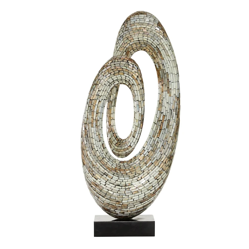 29" Gray Mother of Pearl Abstract Sculpture