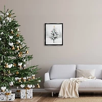 Stupell Industries Snowy Christmas Tree Landscape Framed Floater Canvas Wall Art