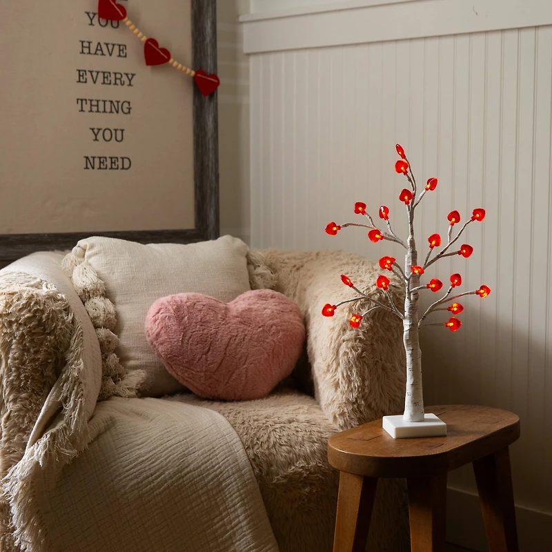 2ft. Pre-Lit Artificial Valentine's Day Twig Tree with 24 Red Heart-Shaped LED Lights