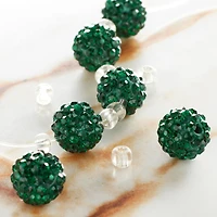 Dark Green Pavé Clay Round Beads, 10mm by Bead Landing™