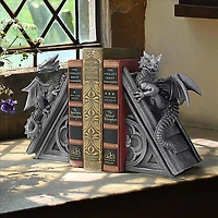Design Toscano 8" Gothic Castle Dragons Sculptural Bookend Set