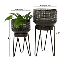 The Novogratz Black Metal Modern Planter Set