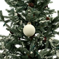 6 Pack 2.5" Cream Flocked Glass Ball Ornaments by Ashland®