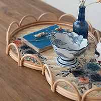 Hello Honey® 23.5" Floral Fantasy Rattan & Bamboo Tray