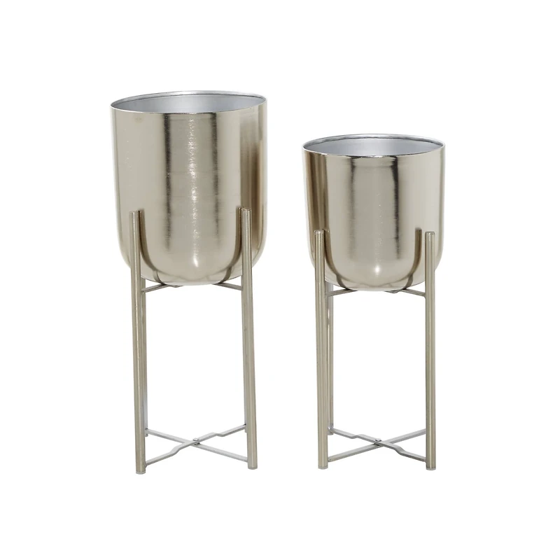 Silver Metal Glam Planter Set