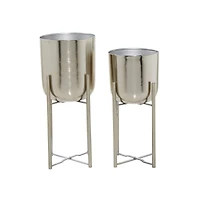 Silver Metal Glam Planter Set