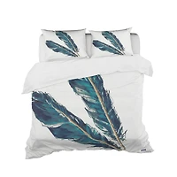 Designart 'Gold Indigo Feathers III' Glam Bedding Set
