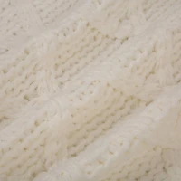 Glitzhome® 52" Knitted White Christmas Tree Skirt with Red Trim & Pom Pom