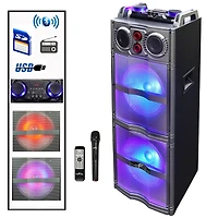 beFree Sound Double 10" Subwoofer Portable Bluetooth Party Speaker With Reactive Lights