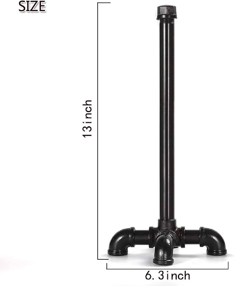 Black Standing Kitchen Industrial Pipe Paper Towel Holder