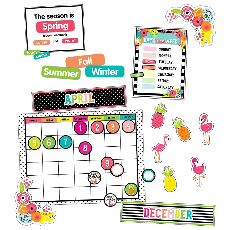 Schoolgirl Style™ Simply Stylish Tropical Pineapple Calendar Bulletin Board Set, 2ct.