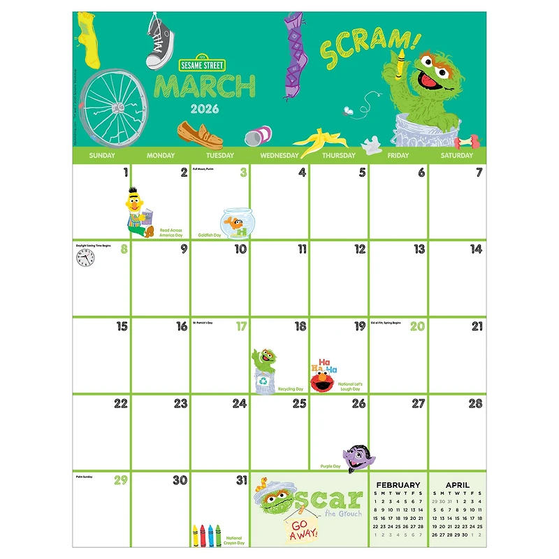 2026 Sesame Street Large Art Poster Wall Calendar