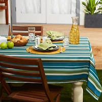 Beachy Stripe Print Outdoor Tablecloth, 60" Round