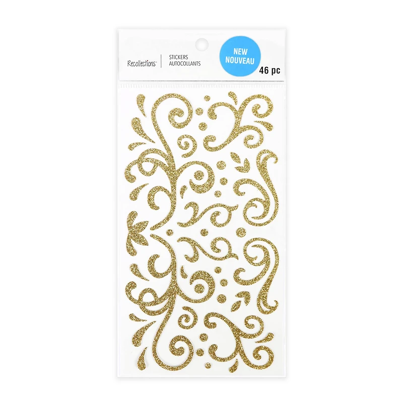 Gold Glitter Swirl Stickers by Recollections™