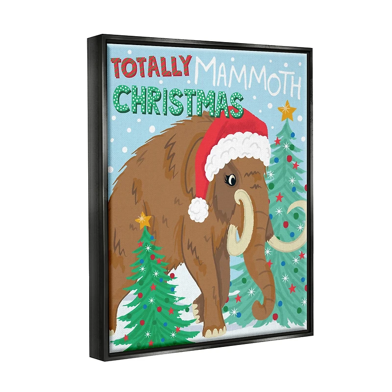 Stupell Industries Totally Mammoth Christmas Scene Framed Floater Canvas Wall Art