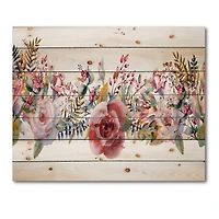 Designart - Pink Roses and Wildflower