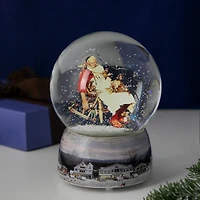 6.5" Norman Rockwell Santa and His Helpers Christmas Snow Globe
