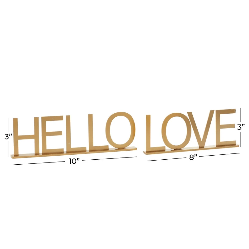 Gold Metal Home & Love Tabletop Sign Set