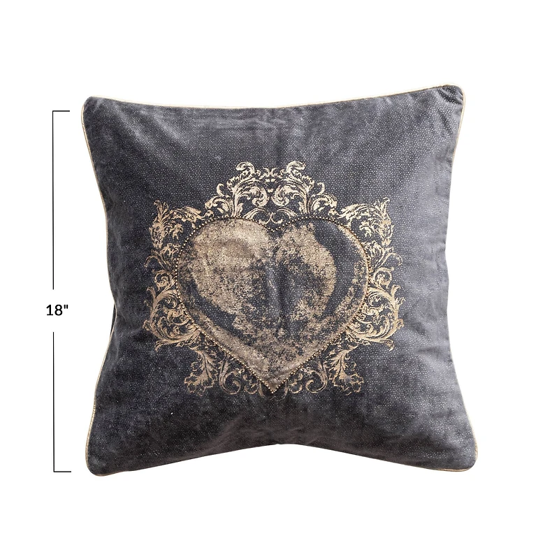 Hello Honey® 18" Navy & Gold Velvet Printed Sacred Heart Accent Pillow