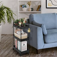Black 3-Tier Slim Storage Kitchen Cart Set