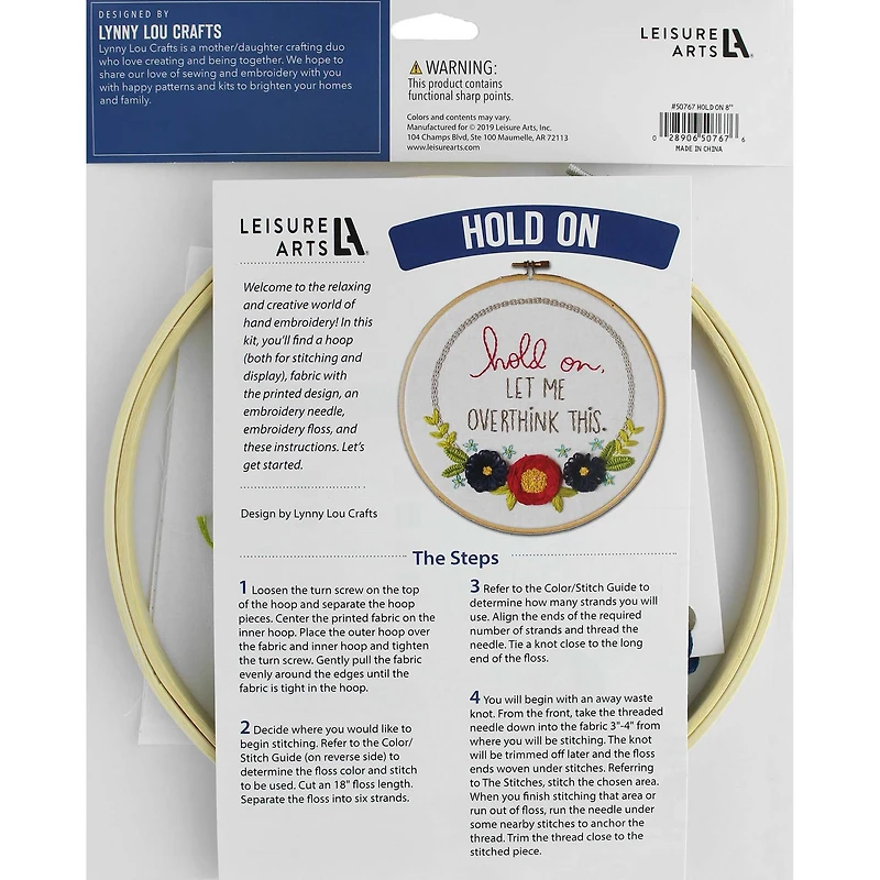 Leisure Arts Hold On Mini Maker Embroidery Kit