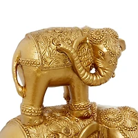 17" Gold Glam Stacked Elephant Sculpture