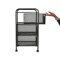 Mind Reader Black 3 Drawer Mesh Rolling Cart
