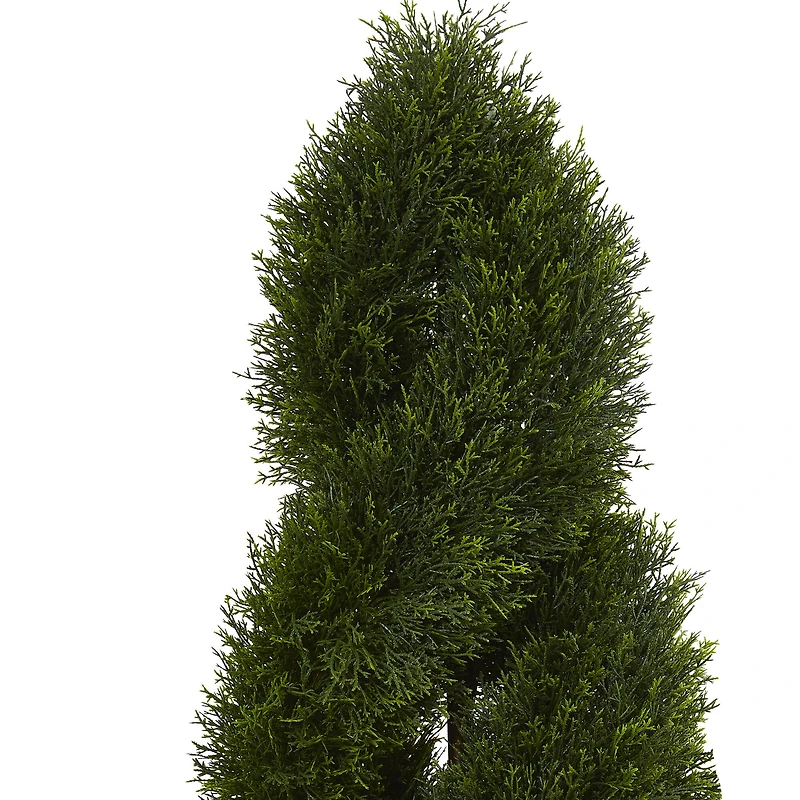 4ft. UV Resistant Cypress Double Spiral Topiary Artificial Tree in Slate Planter