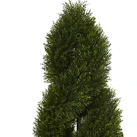 4ft. UV Resistant Cypress Double Spiral Topiary Artificial Tree in Slate Planter