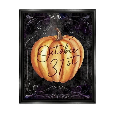 Stupell Industries October 31st Halloween Pumpkin Framed Floater Canvas Wall Art
